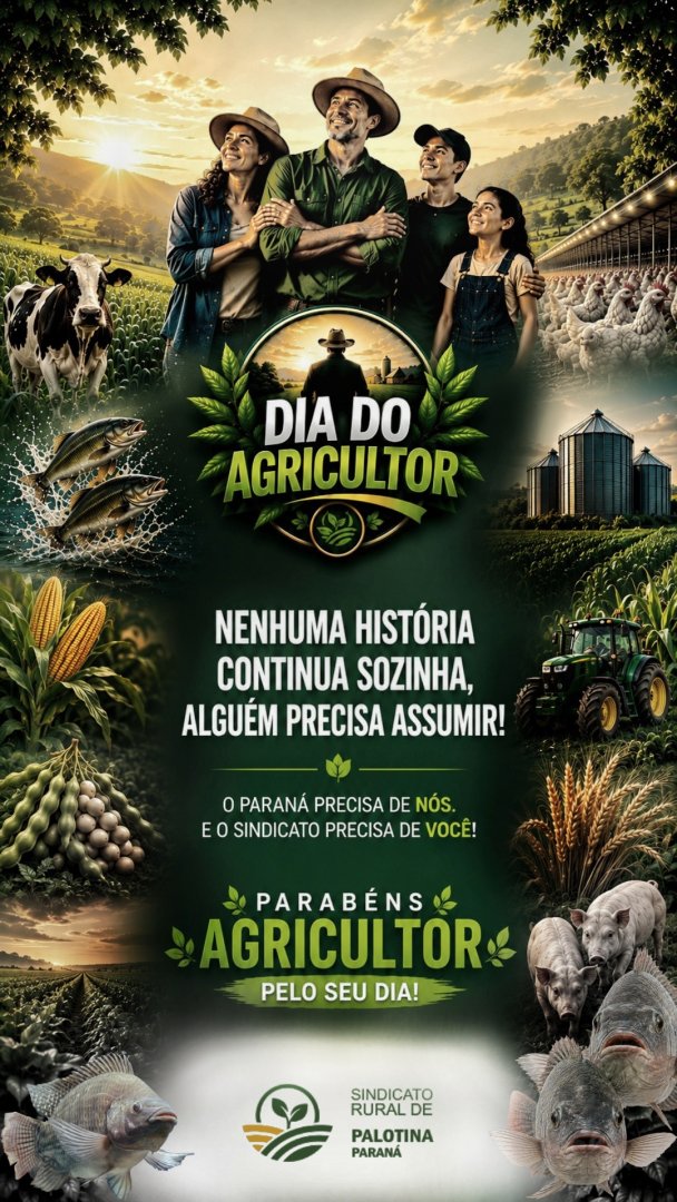 Neste Dia do Agricultor, homenageamos quem transforma trabalho, dedicação e esperança em alimento para o Brasil. Nossa gratidão a todos que cultivam o presente e semeiam o futuro.